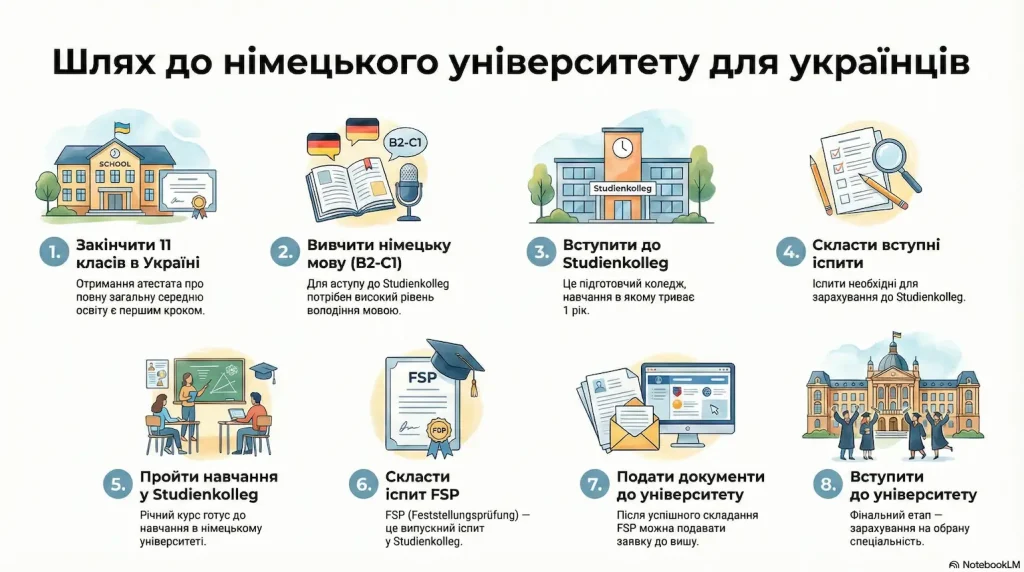 Інфографіка: кроки до вступу в німецький ВНЗ