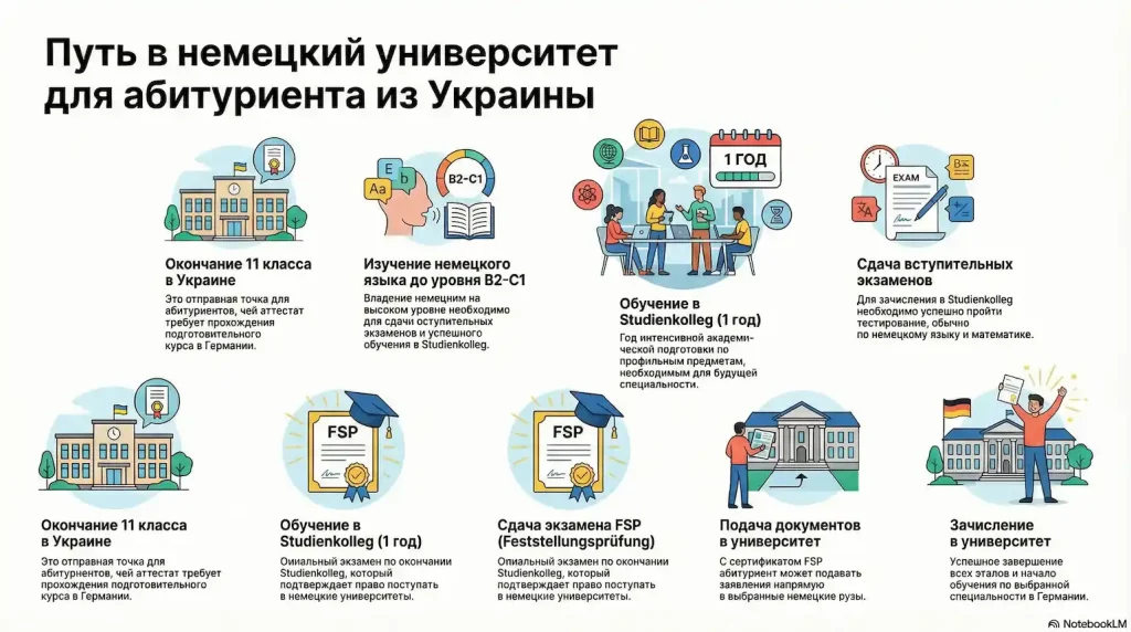 Инфографика: шаги к поступлению в немецкий вуз
