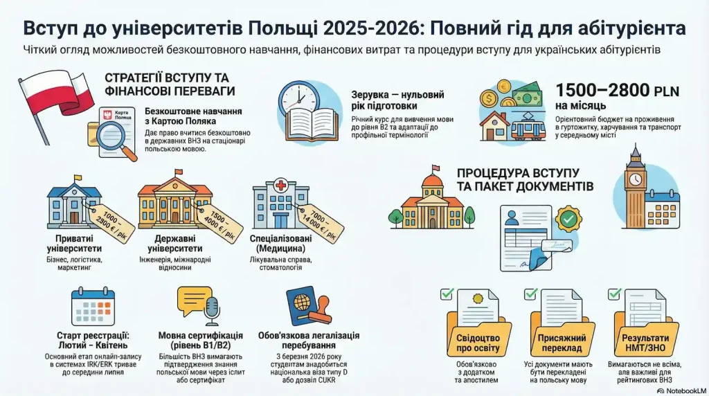 Инфографика сравнения стоимости жизни и образования в Польше